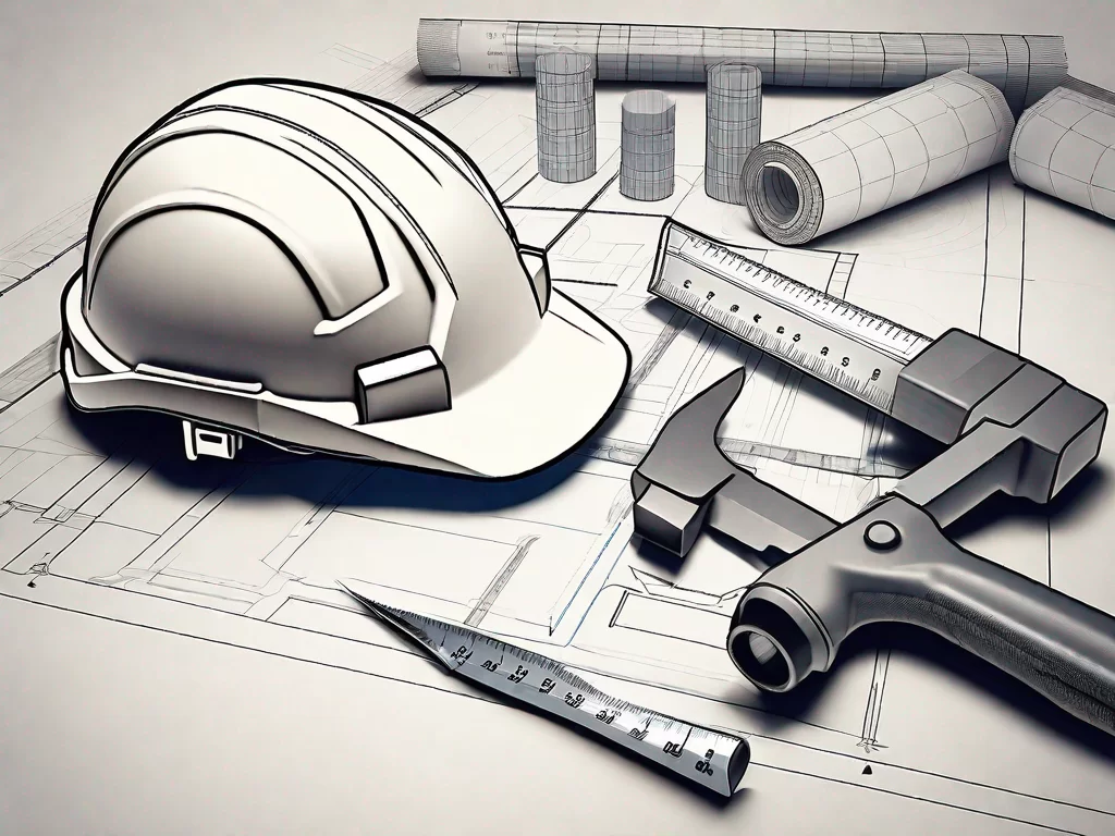 Various construction tools such as a blueprint