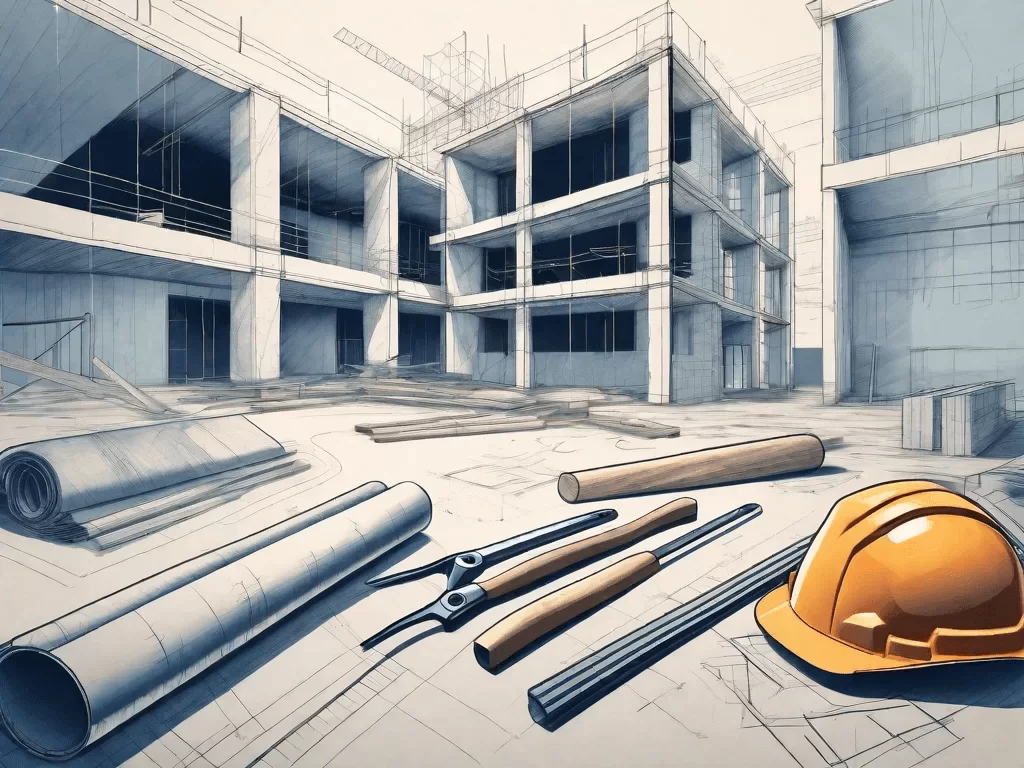 A construction site with various tools