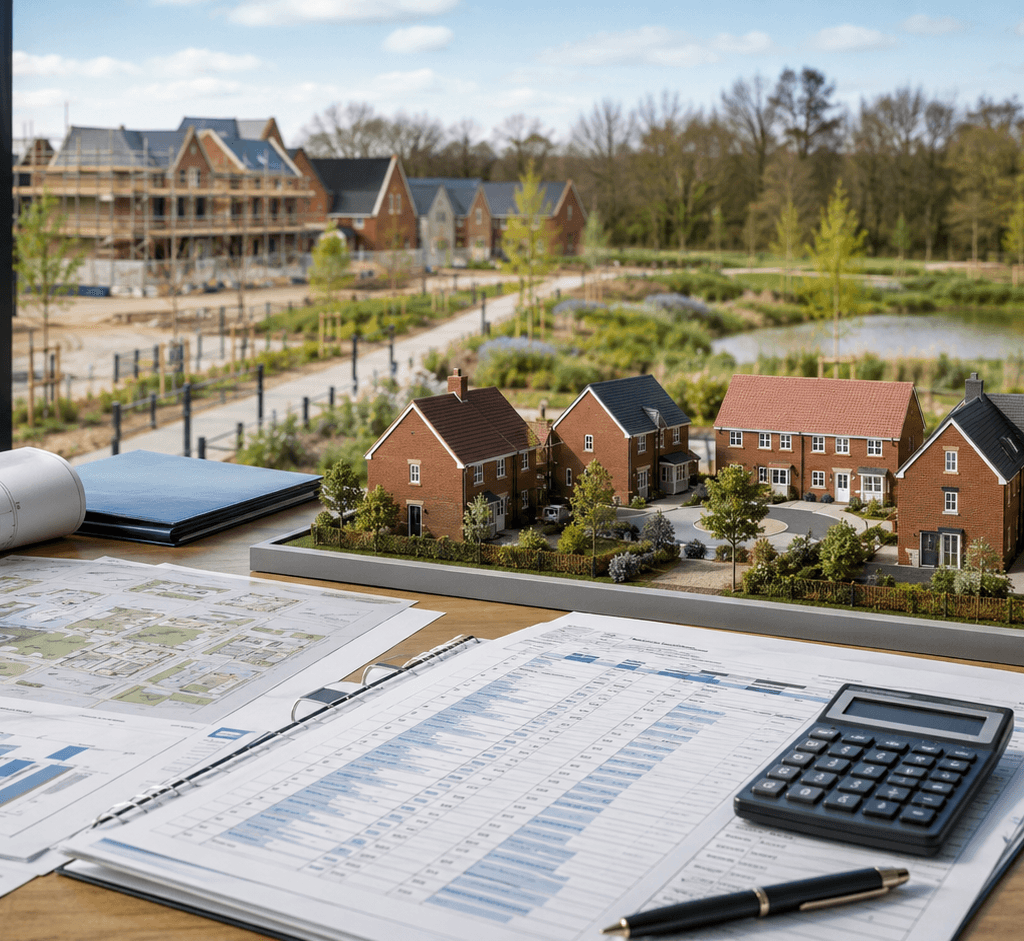 Property development plans, cost documents and a model housing scheme representing CIL, Section 106, BNG and Building Safety Levy allowances